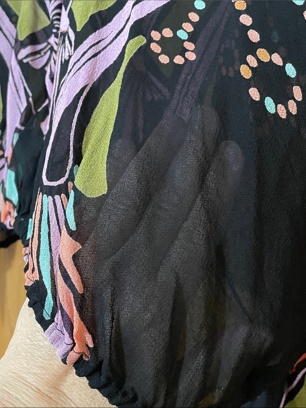 Free People Black Floral-Print Dolman Blouse with Multicolor Motif - Picture 4 of 11